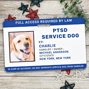 Personalisiertes Foto Blue White PTSD Service Dog  Ausweis