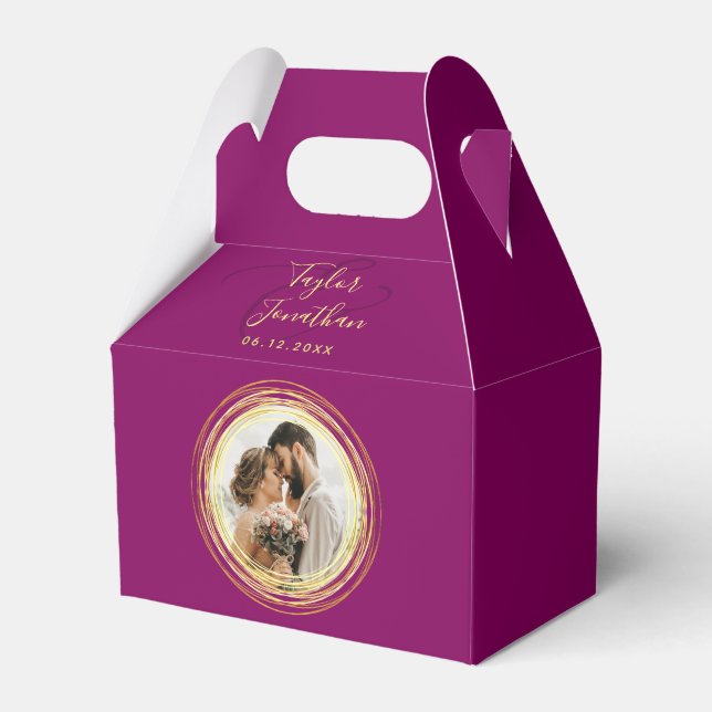 Personalisiertes Foto Burgundy & Gold Wedding Mini Geschenkschachtel (Vorderseite)