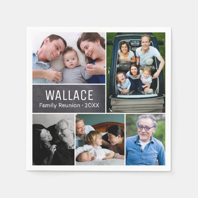 Personalisiertes Foto, Chalkboard, Wiedersehen Serviette (Vorderseite)