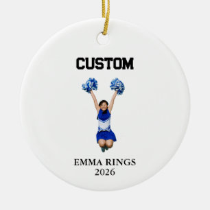 Personalisiertes Foto Cheerleader Weihnachtsbaumsc Keramik Ornament