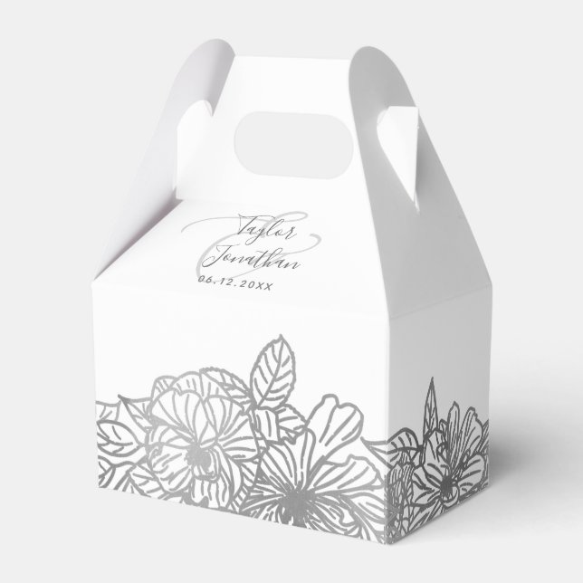 Personalisiertes Foto Chic Silver Gray Wedding Flo Geschenkschachtel (Vorderseite)