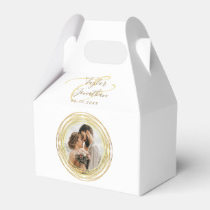 Personalisiertes Foto Chic White Gold Wedding Mini Geschenkschachtel