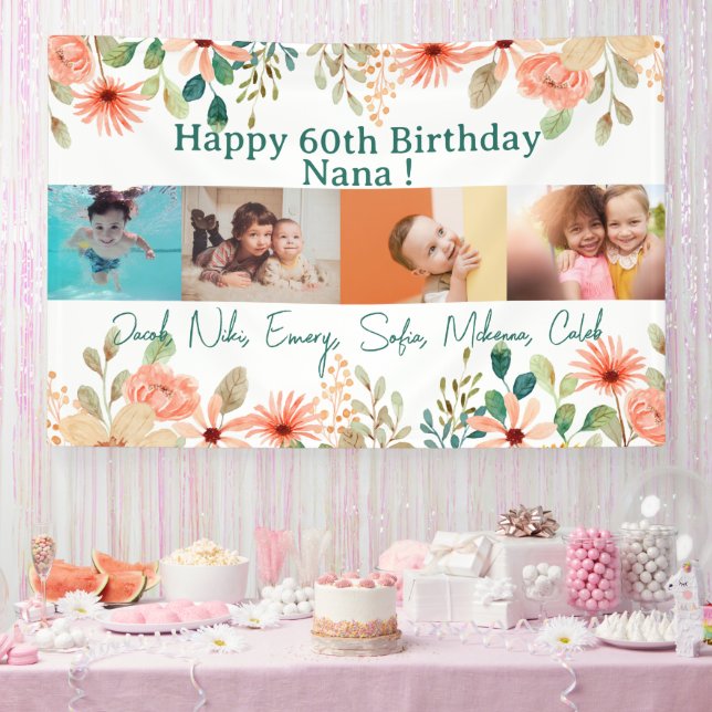 Personalisiertes Foto Collage Nana Grandma Geburts Banner (Party)