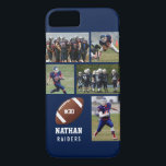 Personalisiertes Foto-Collagen-Namen-Team des Case-Mate iPhone Hülle<br><div class="desc">Dieser Gewohnheitsfußball iPhone Fall kennzeichnet Ihre 5 Fotos, den Namen des Fußballspielers, Jerseyzahl und Teamnamen. Personifizieren Sie mit Aktionsschüssen, ein Team-Foto, ändern etc. leicht die Hintergrundfarbe, um die Farben Ihres Teams zusammenzubringen - gerade Klicken "fertigt sie" und dann den kleinen Augentropfenzähler besonders an. Ein fantastischer iPhone Fall, der das Gespräch...</div>