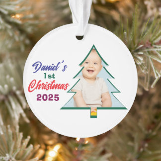 Personalisiertes Foto Daniels 1. Weihnachtsbaum Ornament