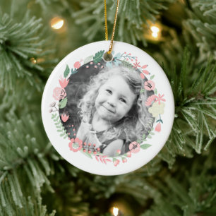 Personalisiertes Foto Delikatesse Blumenstrauß Keramikornament