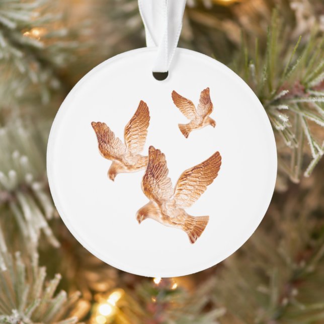 Personalisiertes Foto der Golden Tauben Ornament (Baum)