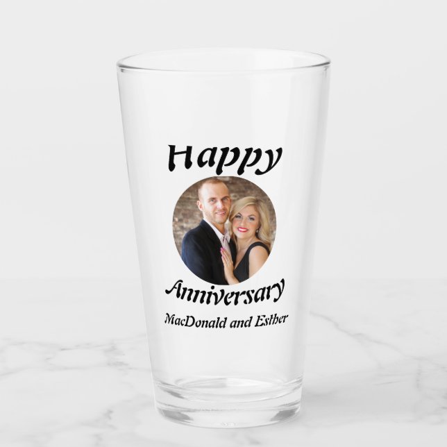 Personalisiertes Foto des Happy Anniversary Glas (Vorderseite)