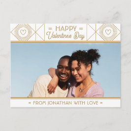 Personalisiertes Foto des "White & Gold Valentine Postkarte