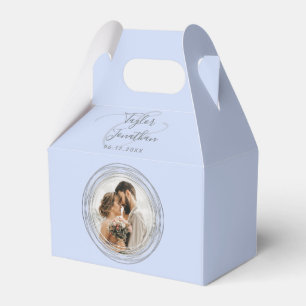 Personalisiertes Foto Elegante Chic Dusty Blue Wed Geschenkschachtel
