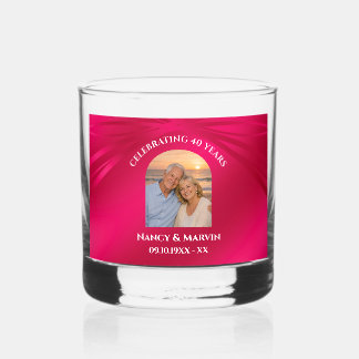 Personalisiertes Foto Elegantes 40. Hochzeitsjubil Whiskyglas