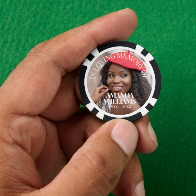 Personalisiertes Foto Elegantes Gedenken Pokerchips (Hand)