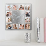 Personalisiertes Foto Elegantes Silber Quadratische Wanduhr<br><div class="desc">Erstellen Sie einfach Ihre eigene personalisierte Wand-Uhr im silberfarbenen Metallstil mit Ihren individuellen Fotos. Um die besten Ergebnisse zu erzielen,  schneiden Sie die Bilder vor dem Hochladen auf Quadrat - mit dem Fokuspunkt in der Mitte.</div>
