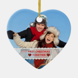 Personalisiertes Foto-erstes Weihnachtszusammen Keramikornament