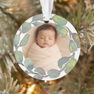 Personalisiertes Foto-Eukalyptus-Aquarell Original Ornament