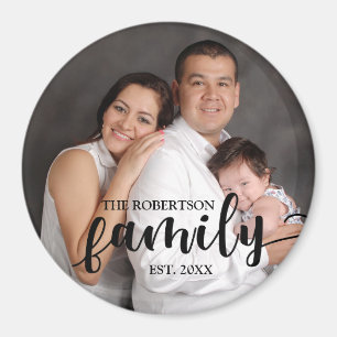 Personalisiertes Foto, Familienname und Jahresmaga Magnet