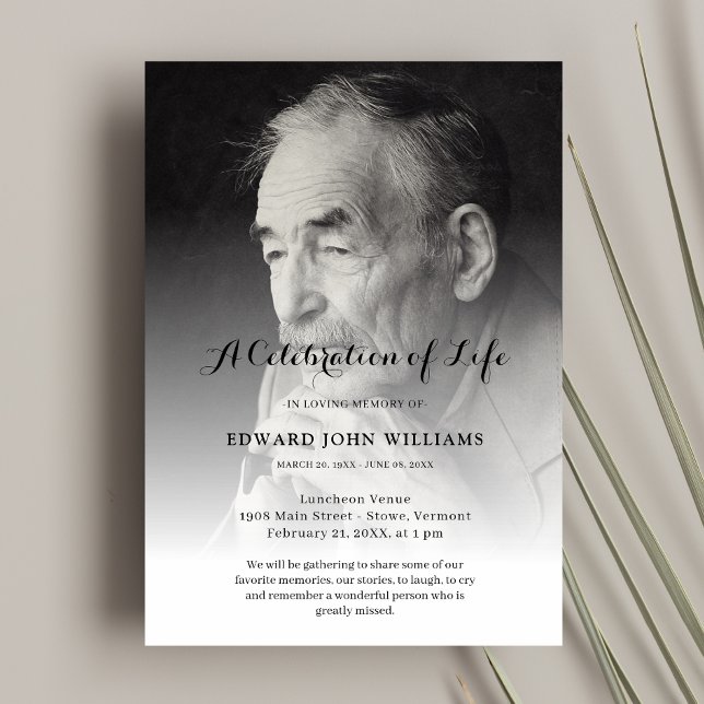 Personalisiertes Foto Feier zur Beerdigung des Leb Einladung (Custom Photo Celebration of Life Invitation)