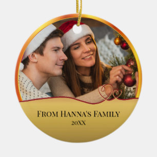 Personalisiertes Foto "Frohe Weihnachten" Krippens Keramik Ornament