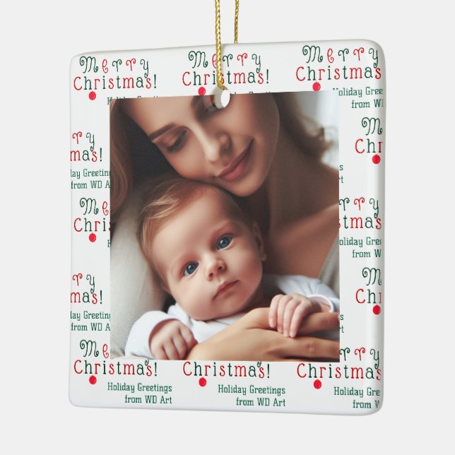 Personalisiertes Foto Frohe Weihnachtslustigkeit,  Keramikornament (Links)