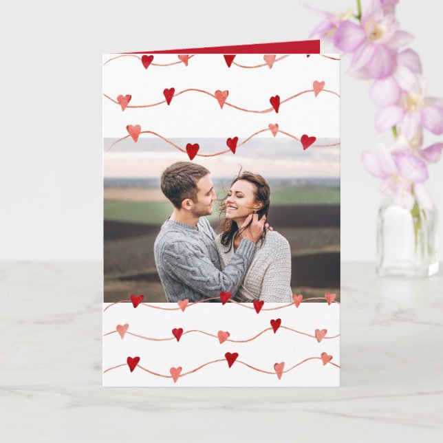 Personalisiertes Foto Frohes Valentinstag Herz Karte (Orchidee)