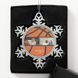 Personalisiertes Foto für Basketball Schneeflocken Zinn-Ornament