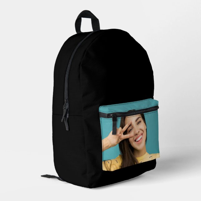 Personalisiertes Foto für  Black Backpack Bedruckter Rucksack (Rückseitige Ecke links)