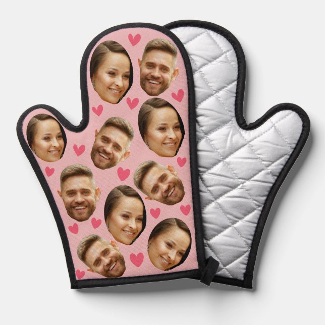 Personalisiertes Foto für das Gesicht Herzkuppel B Ofenhandschuh (Vorderseite/Rückseite)