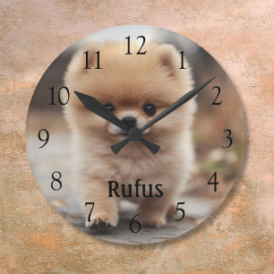 Personalisiertes Foto für den Hausnamen Große schw Runde Wanduhr