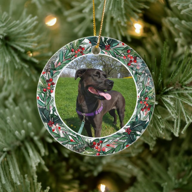 Personalisiertes Foto für Haustiere Keramik Ornament (Baum)