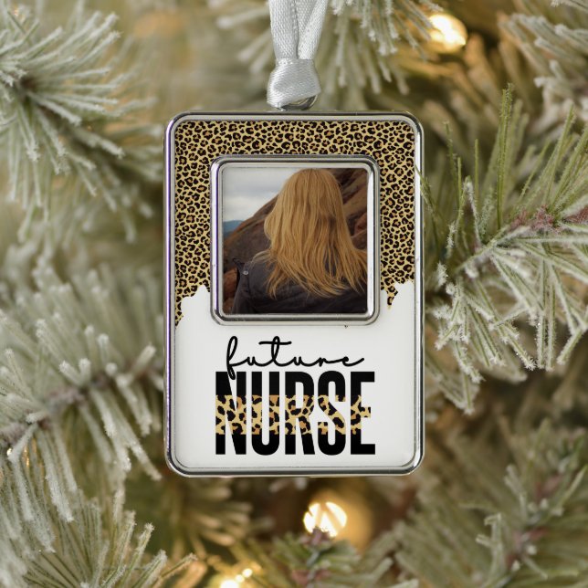 Personalisiertes Foto für Krankenpfleger Rahmen-Ornament Silber (Baum)