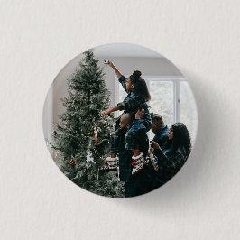 Personalisiertes Foto für moderne Weihnachtsfamili Button