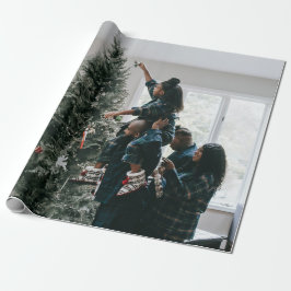 Personalisiertes Foto für moderne Weihnachtsfamili Geschenkpapier