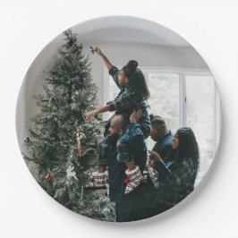 Personalisiertes Foto für moderne Weihnachtsfamili Pappteller