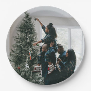 Personalisiertes Foto für moderne Weihnachtsfamili Pappteller