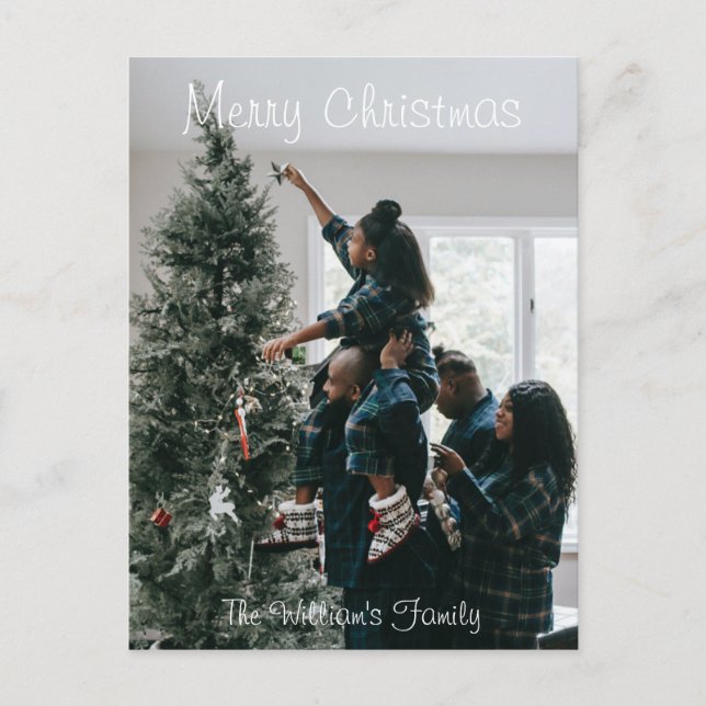 Personalisiertes Foto für moderne Weihnachtsfamili Postkarte (Vorderseite)