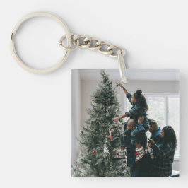 Personalisiertes Foto für moderne Weihnachtsfamili Schlüsselanhänger