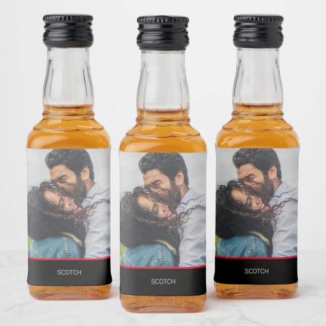 Personalisiertes Foto Gastgeschenk Hochzeit Mini Alkoholflaschenetikett (Flaschen)