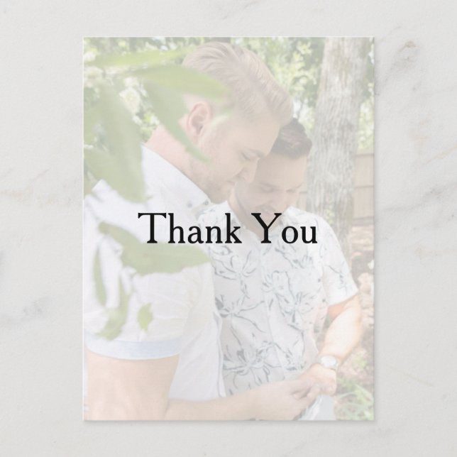 Personalisiertes Foto Gay Wedding Danke Postcard Postkarte (Vorderseite)