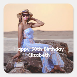 Personalisiertes Foto Geburtstag Ihm Ihr  Quadratischer Aufkleber