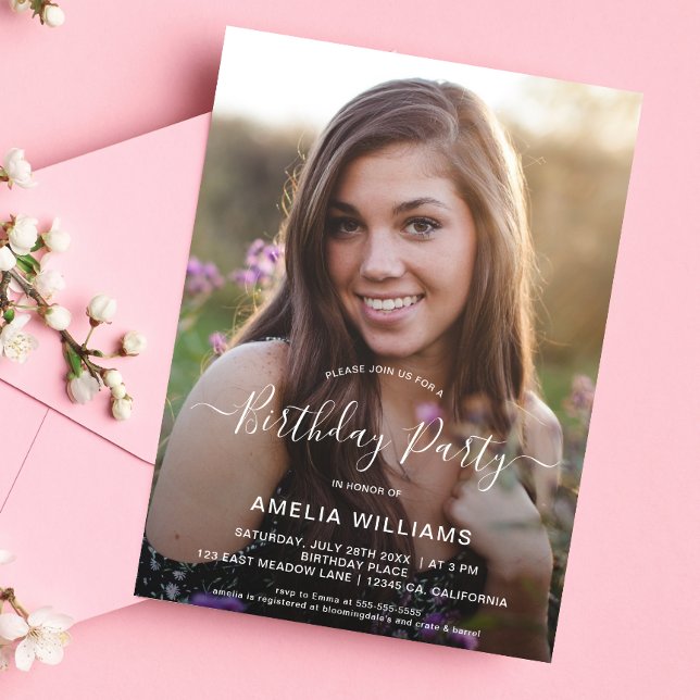 Personalisiertes Foto Geburtstag im Alter Einladung (Photo Birthday Party Invitation)