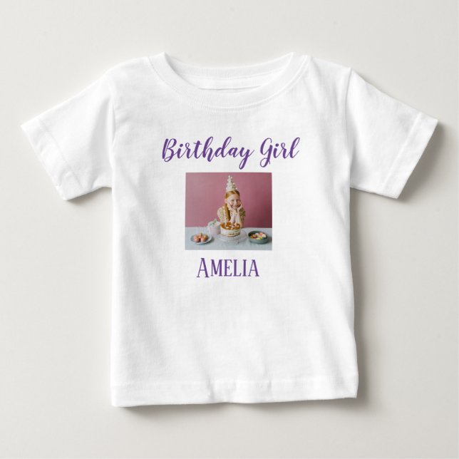 Personalisiertes Foto Geburtstagskind Baby T-shirt (Vorderseite)