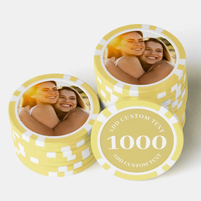 Personalisiertes Foto Gelb gezählt 1000-Wert-Spiel Pokerchips (Stapel)