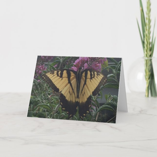 Personalisiertes Foto Gelb und Schmetterling Karte (Vorderseite)