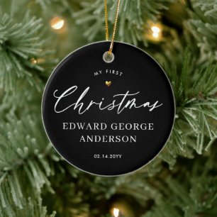 Personalisiertes Foto-Geschenk mit goldenem Herz Keramik Ornament
