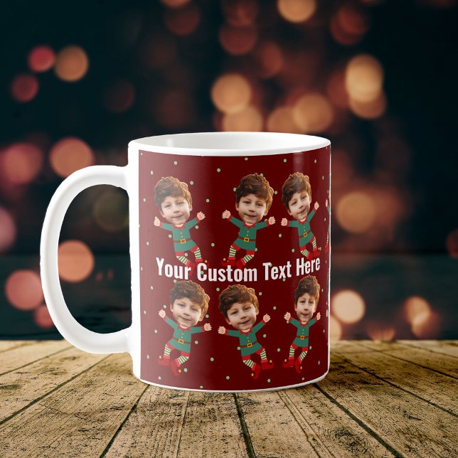 Personalisiertes Foto Gesicht Weihnachten Elf Kind Kaffeetasse (Von Creator hochgeladen)