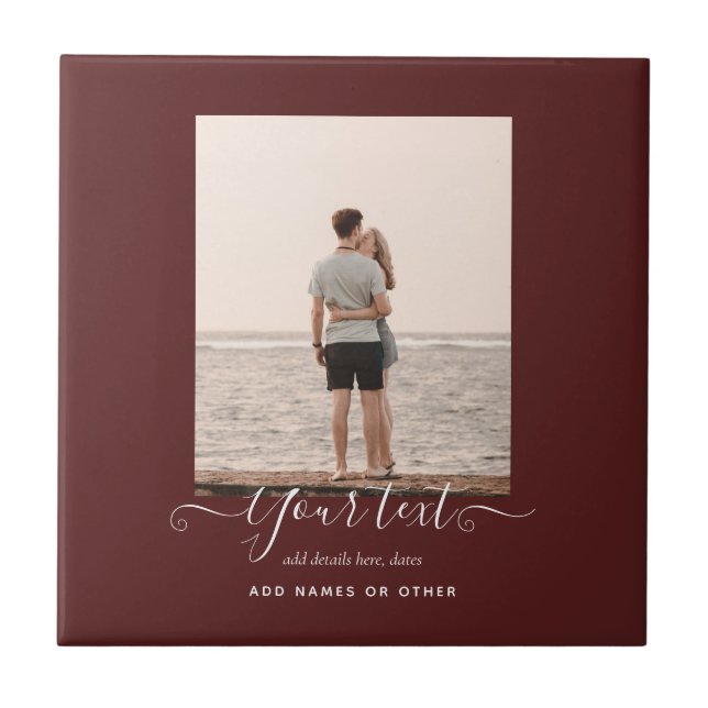 Personalisiertes FOTO gibt Burgundy Thema Fliese (Vorderseite)
