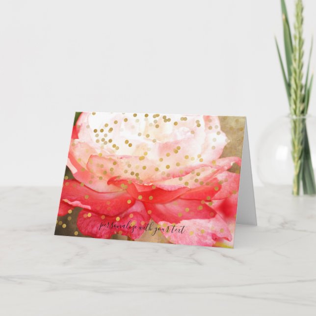 Personalisiertes Foto Gold Confetti Overlay Karte (Vorderseite)