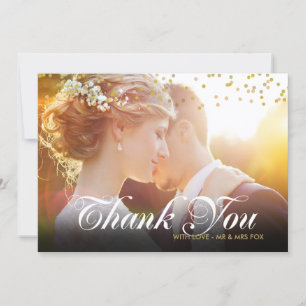 Personalisiertes Foto Gold Confetti Script Vielen  Dankeskarte