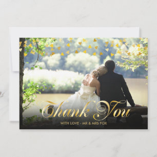 Personalisiertes Foto Gold Hearts Script Vielen Da Dankeskarte