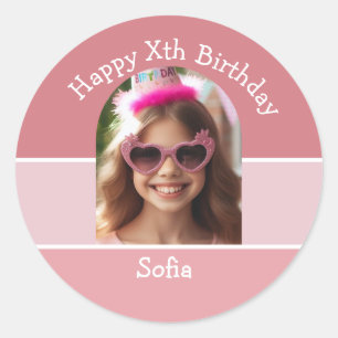 Personalisiertes Foto Happy Birthday Name jedes Al Runder Aufkleber